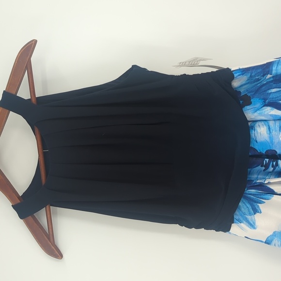 SLNY Blue Sleeveless Floral Halter Dress - Picture 3 of 9